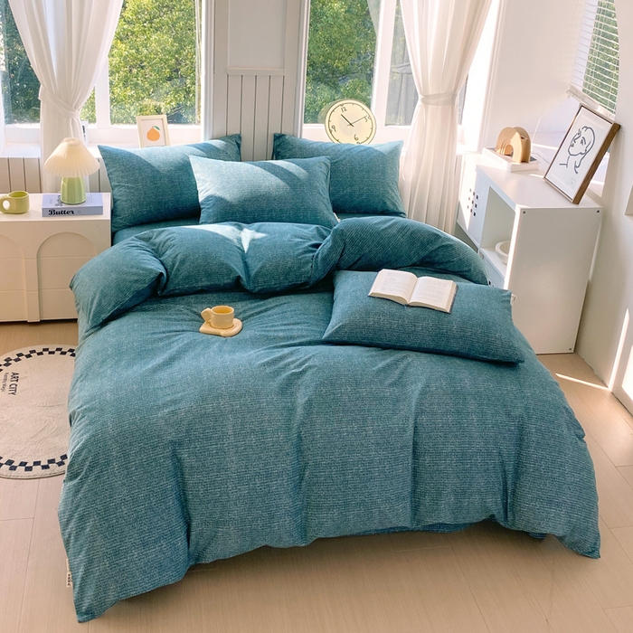 91家纺网 家纺一手货源 找家纺 春皖家纺 2025新款原棉磨毛四件套-风格一 简森绿