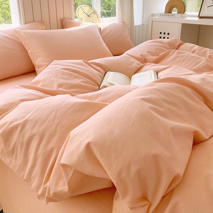 91家纺网 家纺一手货源 找家纺 春皖家纺 2025新款原棉磨毛四件套-风格一 丽人粉