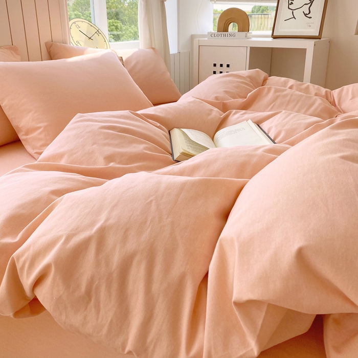 91家纺网 家纺一手货源 找家纺 春皖家纺 2025新款原棉磨毛四件套-风格一 丽人粉