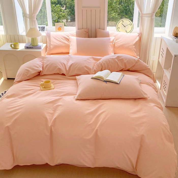 91家纺网 家纺一手货源 找家纺 春皖家纺 2025新款原棉磨毛四件套-风格一 丽人粉