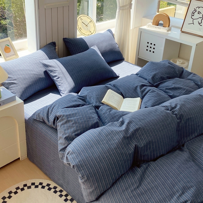 91家纺网 家纺一手货源 找家纺 春皖家纺 2025新款原棉磨毛四件套-风格一 梦蓝图