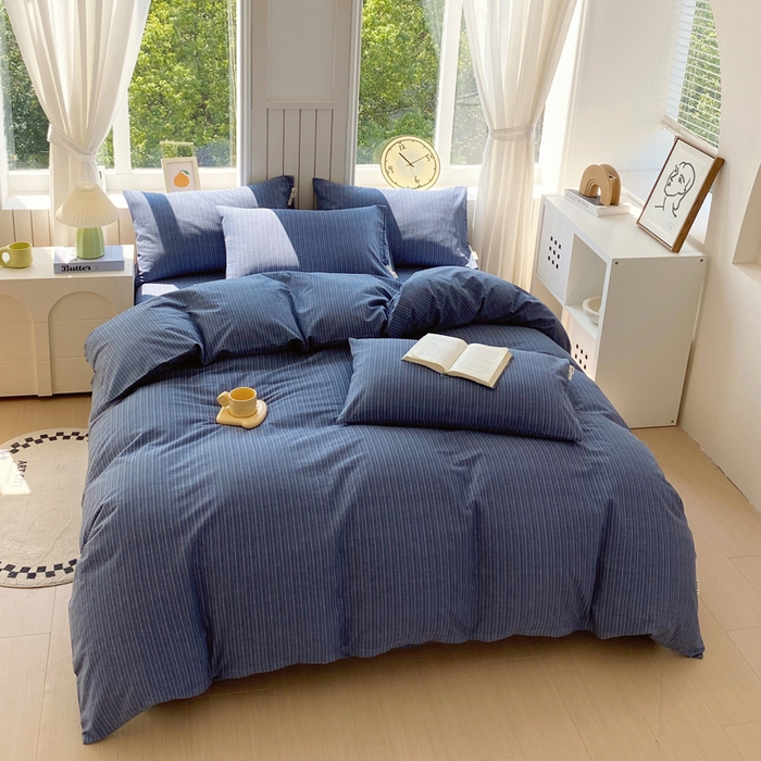 91家纺网 家纺一手货源 找家纺 春皖家纺 2025新款原棉磨毛四件套-风格一 梦蓝图