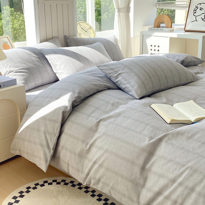 91家纺网 家纺一手货源 找家纺 春皖家纺 2025新款原棉磨毛四件套-风格一 暮山灰