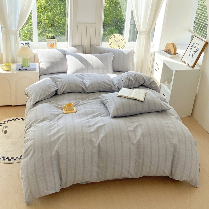 91家纺网 家纺一手货源 找家纺 春皖家纺 2025新款原棉磨毛四件套-风格一 暮山灰