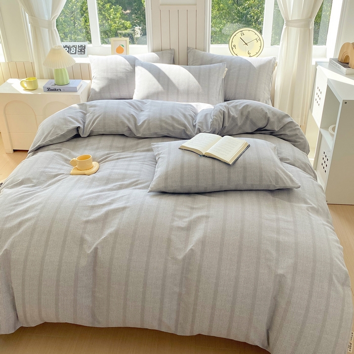 91家纺网 家纺一手货源 找家纺 春皖家纺 2025新款原棉磨毛四件套-风格一 暮山灰