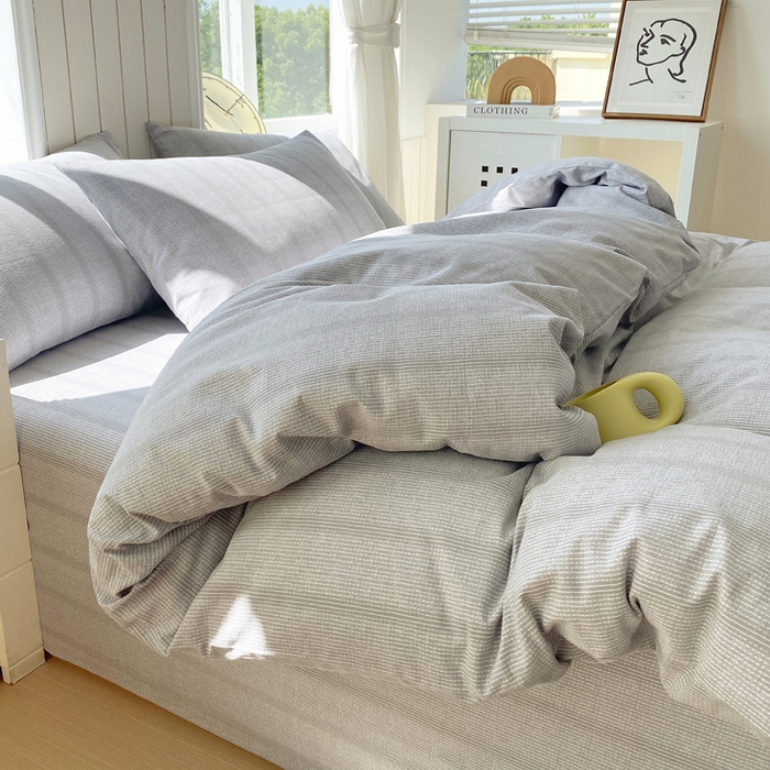 91家纺网 家纺一手货源 找家纺 春皖家纺 2025新款原棉磨毛四件套-风格一 暮山灰