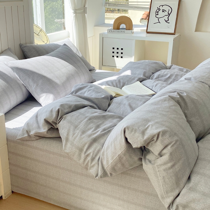 91家纺网 家纺一手货源 找家纺 春皖家纺 2025新款原棉磨毛四件套-风格一 暮山灰