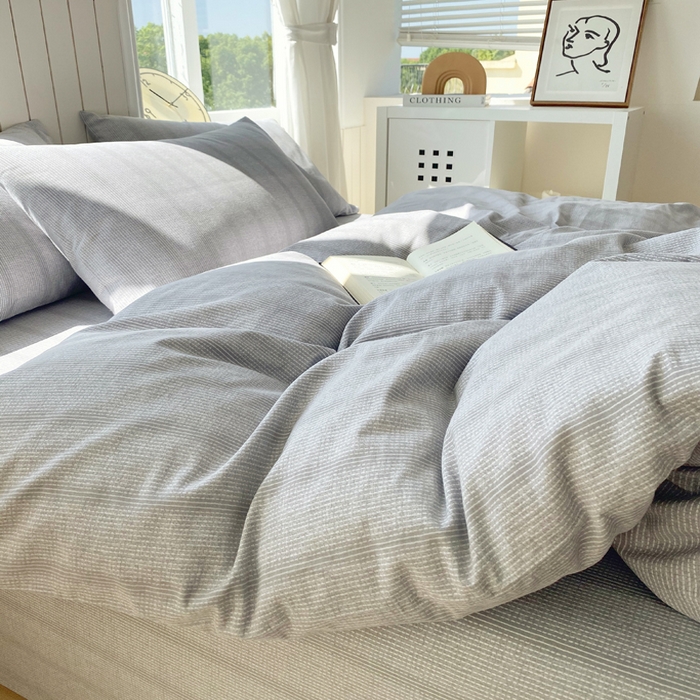 91家纺网 家纺一手货源 找家纺 春皖家纺 2025新款原棉磨毛四件套-风格一 暮山灰