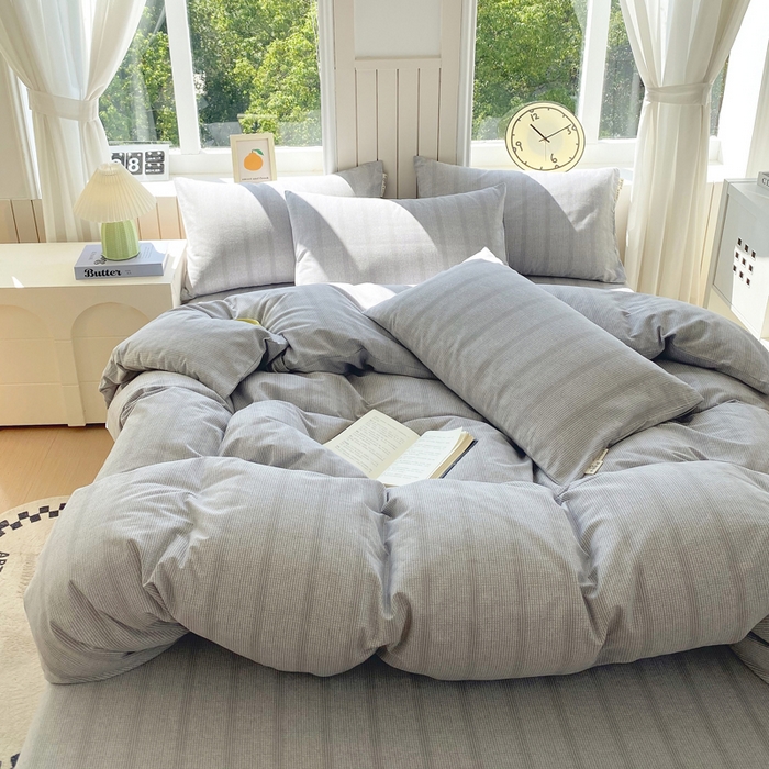 91家纺网 家纺一手货源 找家纺 春皖家纺 2025新款原棉磨毛四件套-风格一 暮山灰