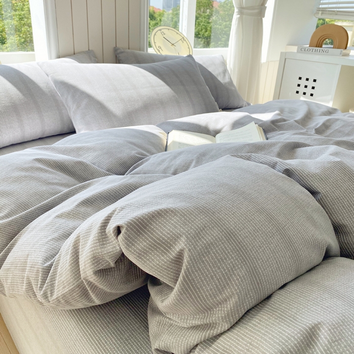 91家纺网 家纺一手货源 找家纺 春皖家纺 2025新款原棉磨毛四件套-风格一 暮山灰