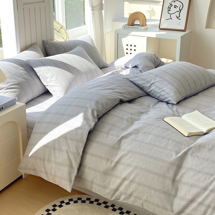 91家纺网 家纺一手货源 找家纺 春皖家纺 2025新款原棉磨毛四件套-风格一 暮山灰