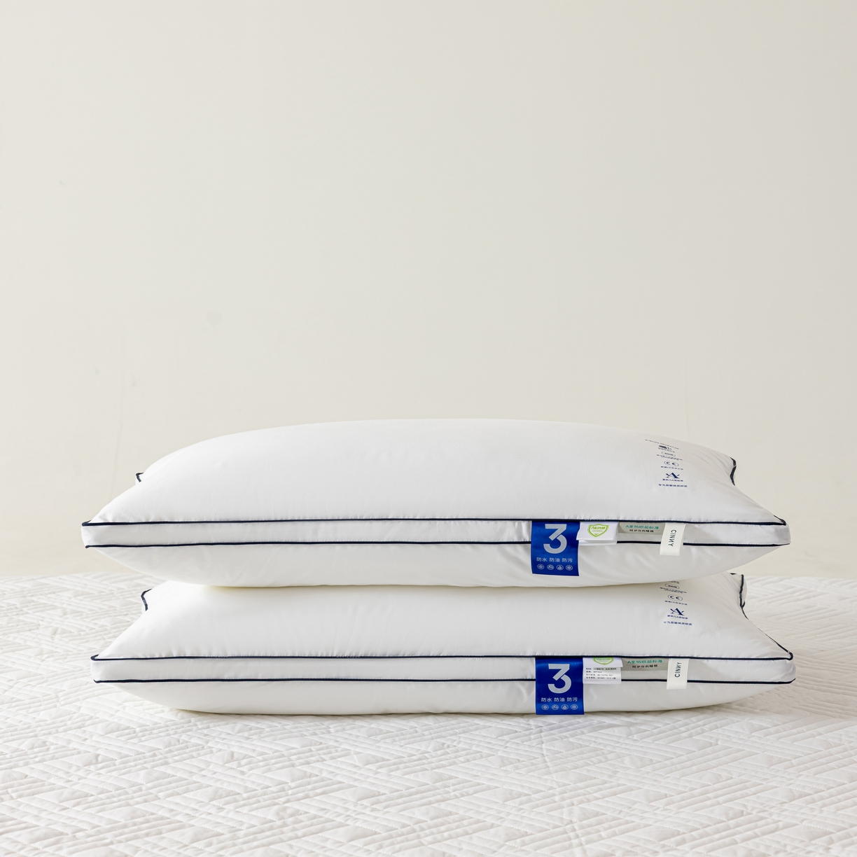 91家纺网 家纺一手货源 找家纺 （总）CINNY馨宜 MOS低致敏三防全棉抗菌防螨枕芯（军工级防水透湿面料）枕头