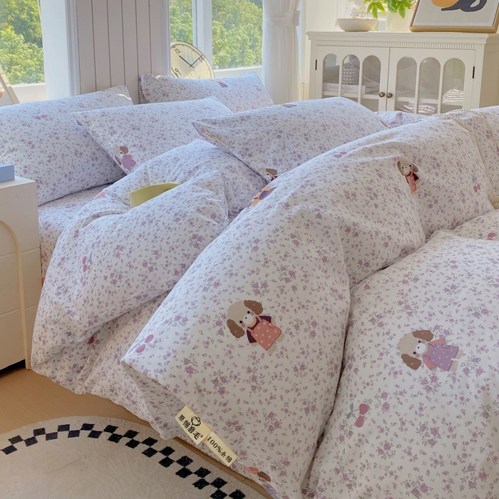 春皖家纺 2025新款原棉磨毛四件套-风格一 旺财