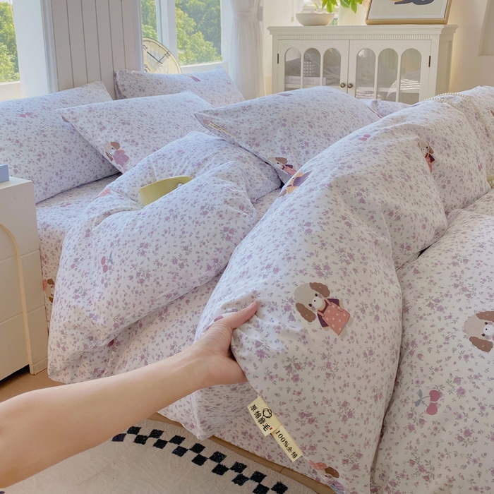 91家纺网 家纺一手货源 找家纺 春皖家纺 2025新款原棉磨毛四件套-风格一 旺财