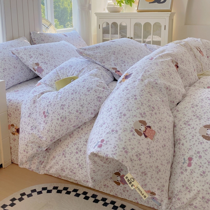 91家纺网 家纺一手货源 找家纺 春皖家纺 2025新款原棉磨毛四件套-风格一 旺财