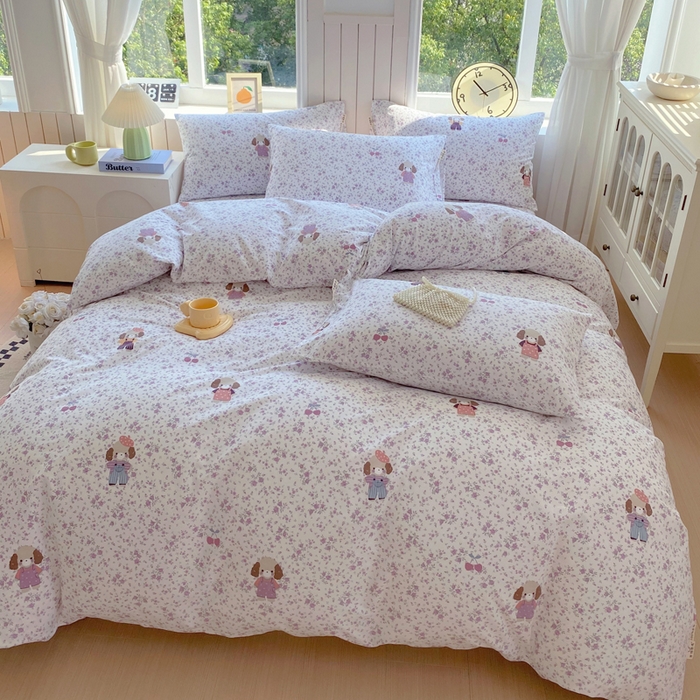 91家纺网 家纺一手货源 找家纺 春皖家纺 2025新款原棉磨毛四件套-风格一 旺财