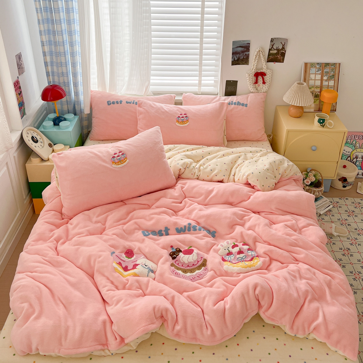 仟网汇 2025新款卡通毛巾绣四件套 甜心奶酪