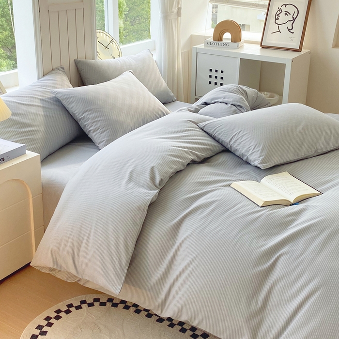 91家纺网 家纺一手货源 找家纺 春皖家纺 2025新款原棉磨毛四件套-风格一 雾灰细语