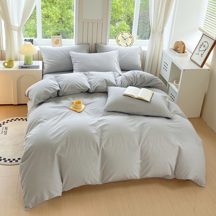 91家纺网 家纺一手货源 找家纺 春皖家纺 2025新款原棉磨毛四件套-风格一 雾灰细语