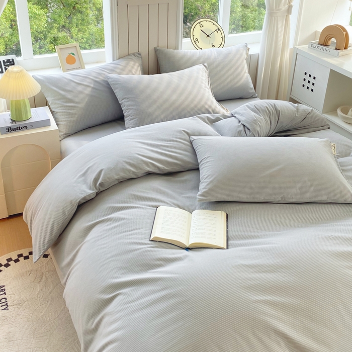 91家纺网 家纺一手货源 找家纺 春皖家纺 2025新款原棉磨毛四件套-风格一 雾灰细语