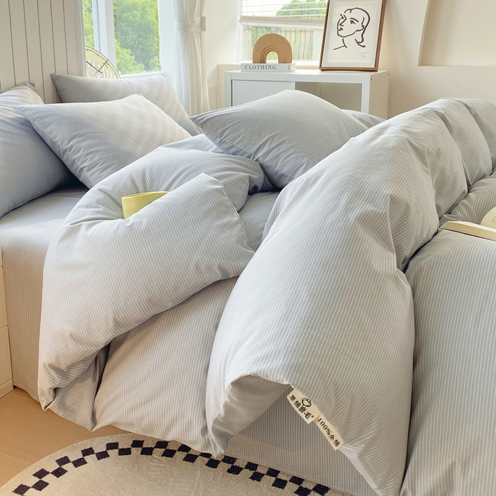 91家纺网 家纺一手货源 找家纺 春皖家纺 2025新款原棉磨毛四件套-风格一 雾灰细语