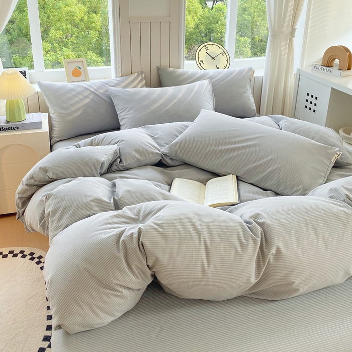 91家纺网 家纺一手货源 找家纺 春皖家纺 2025新款原棉磨毛四件套-风格一 雾灰细语