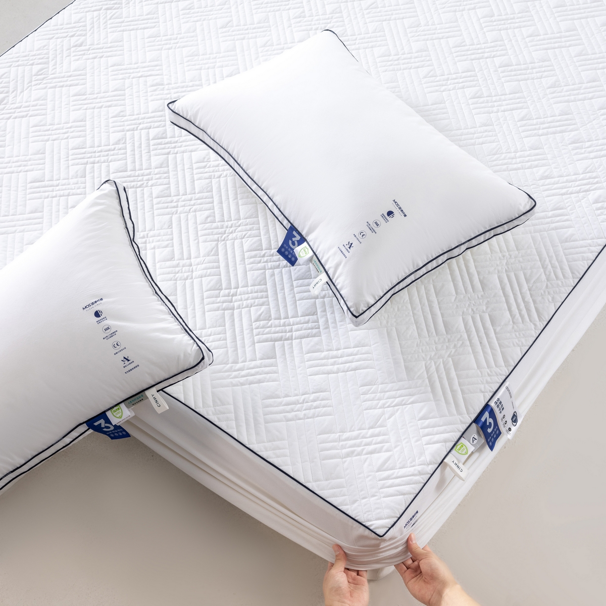 91家纺网 家纺一手货源 找家纺 （总）CINNY馨宜 2025新款MOS低致敏三防抗菌防螨全棉抗菌床笠 三防床笠 全棉床笠