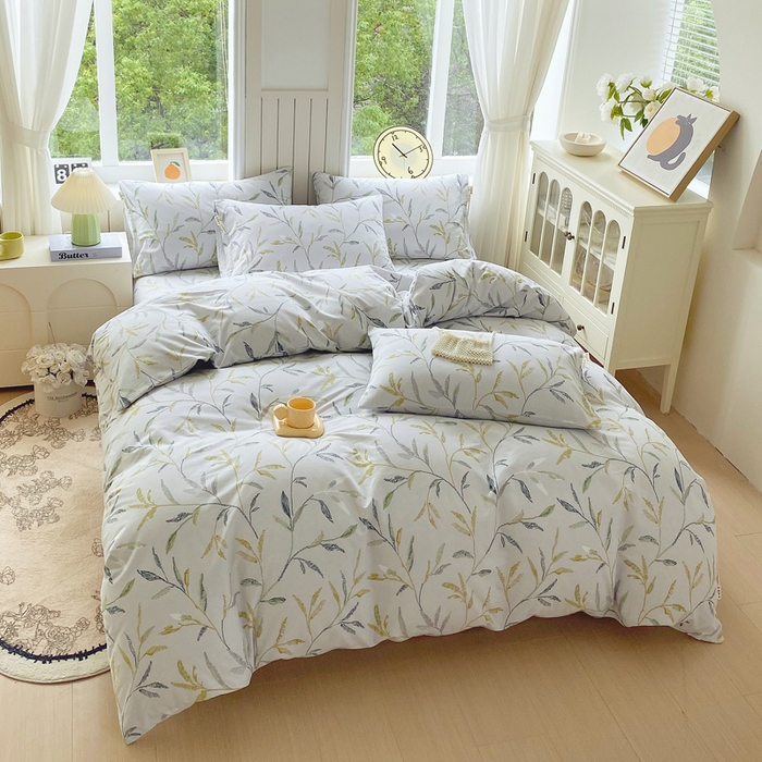 91家纺网 家纺一手货源 找家纺 春皖家纺 2025新款原棉磨毛四件套-风格一 叶晴川