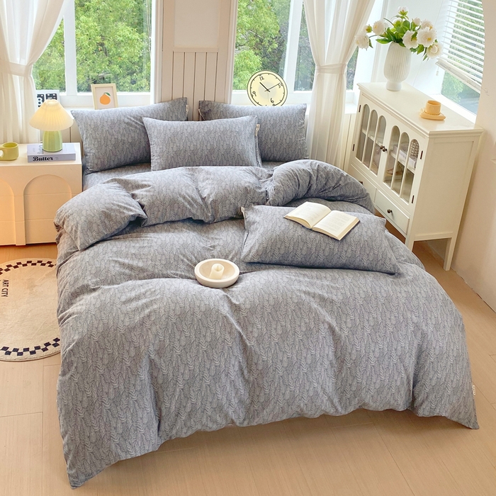 91家纺网 家纺一手货源 找家纺 春皖家纺 2025新款原棉磨毛四件套-风格一 叶相思