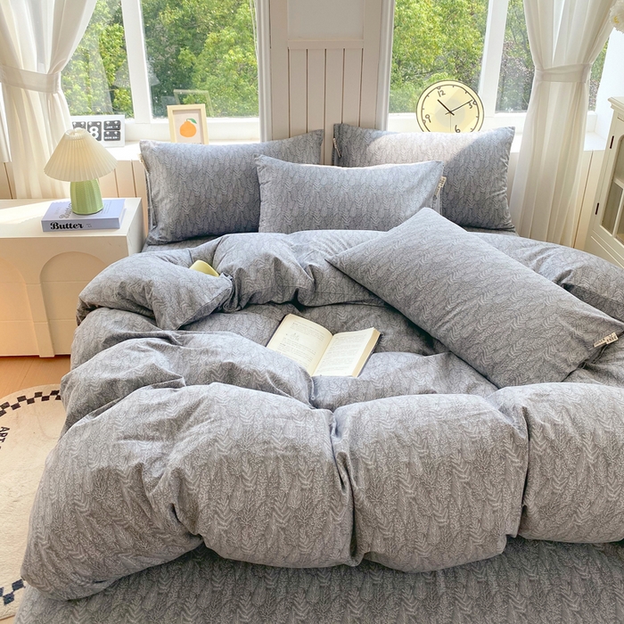 91家纺网 家纺一手货源 找家纺 春皖家纺 2025新款原棉磨毛四件套-风格一 叶相思