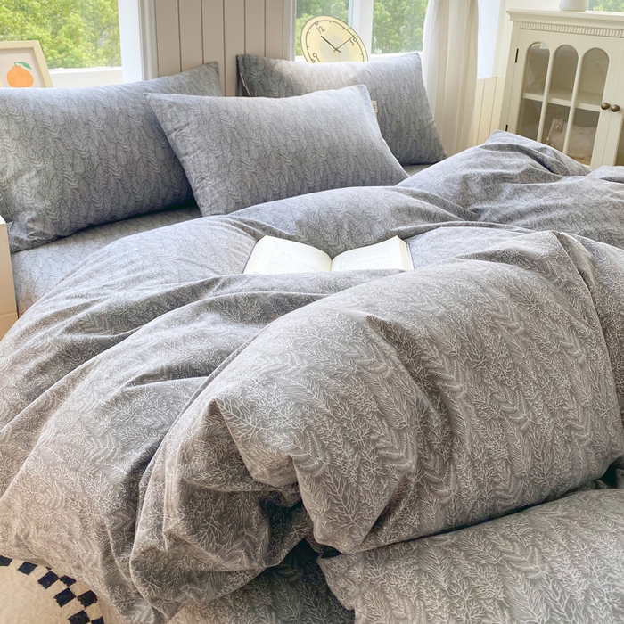 91家纺网 家纺一手货源 找家纺 春皖家纺 2025新款原棉磨毛四件套-风格一 叶相思