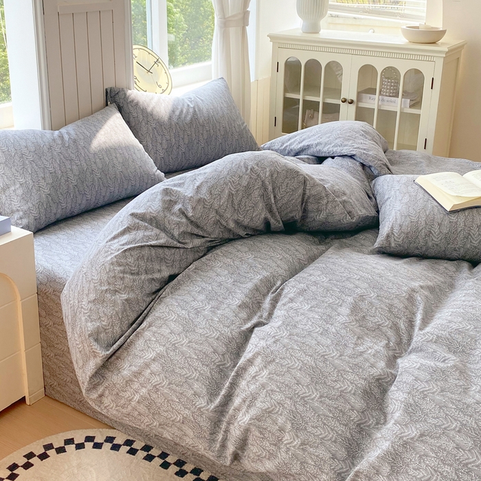 91家纺网 家纺一手货源 找家纺 春皖家纺 2025新款原棉磨毛四件套-风格一 叶相思