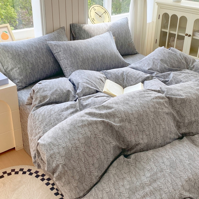 91家纺网 家纺一手货源 找家纺 春皖家纺 2025新款原棉磨毛四件套-风格一 叶相思