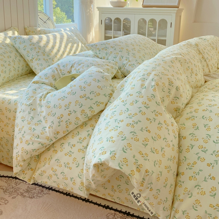 春皖家纺 2025新款原棉磨毛四件套-风格一 知春意