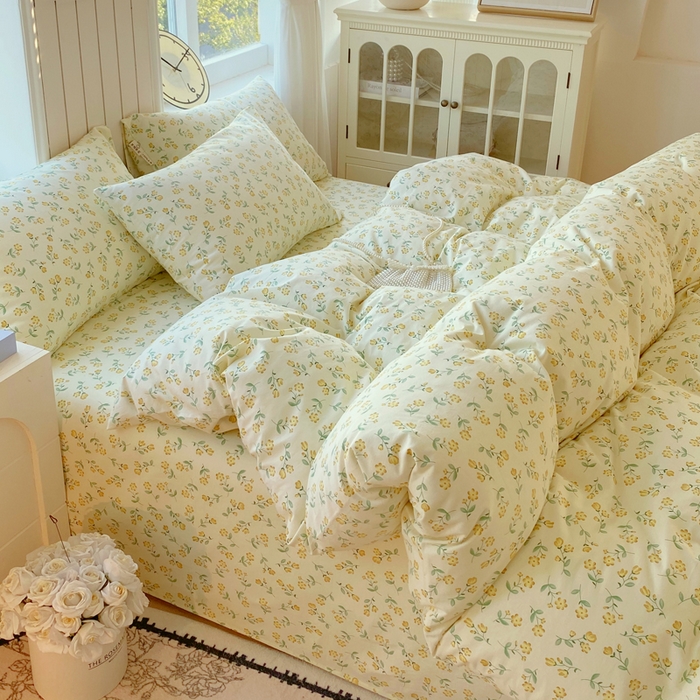 91家纺网 家纺一手货源 找家纺 春皖家纺 2025新款原棉磨毛四件套-风格一 知春意