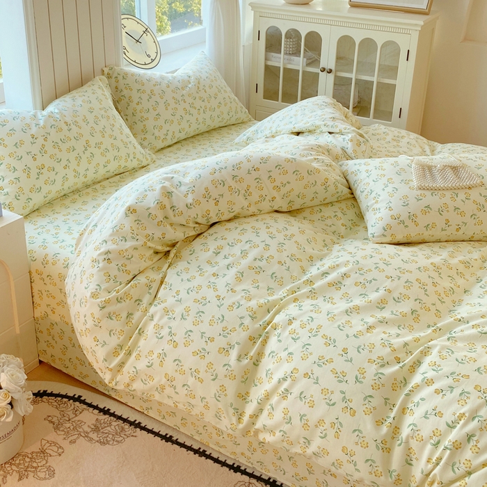 91家纺网 家纺一手货源 找家纺 春皖家纺 2025新款原棉磨毛四件套-风格一 知春意