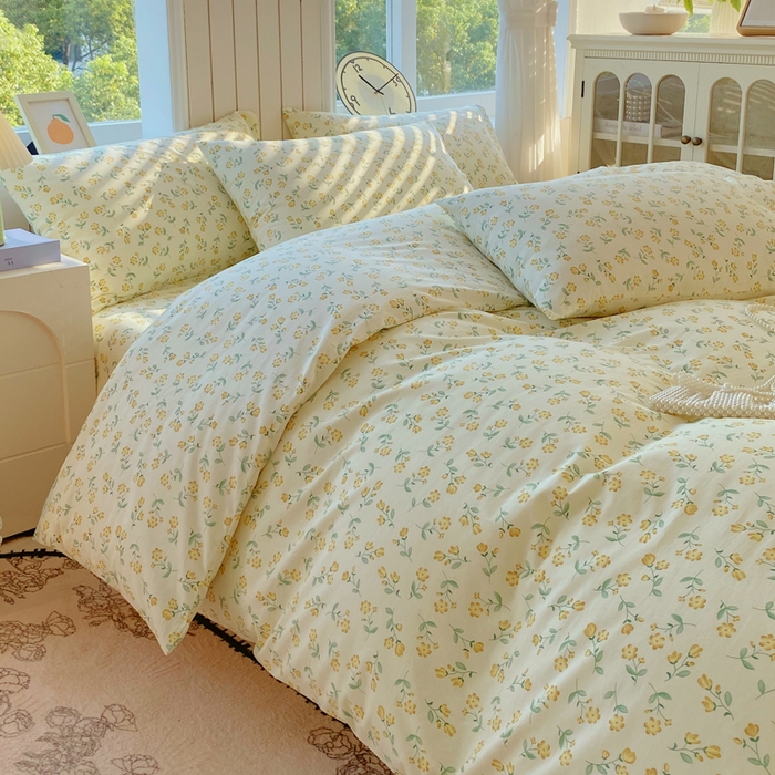 91家纺网 家纺一手货源 找家纺 春皖家纺 2025新款原棉磨毛四件套-风格一 知春意