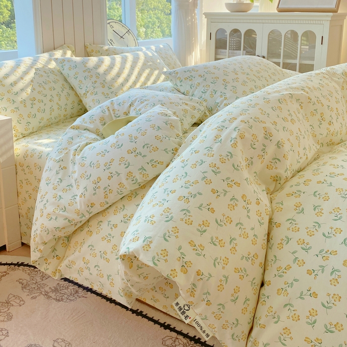 91家纺网 家纺一手货源 找家纺 春皖家纺 2025新款原棉磨毛四件套-风格一 知春意