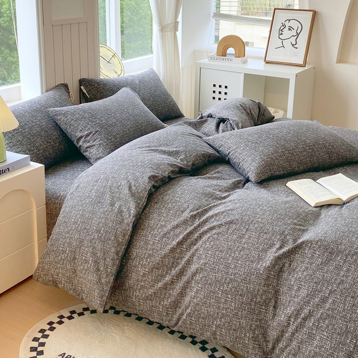 91家纺网 家纺一手货源 找家纺 春皖家纺 2025新款原棉磨毛四件套-风格一 知性灰