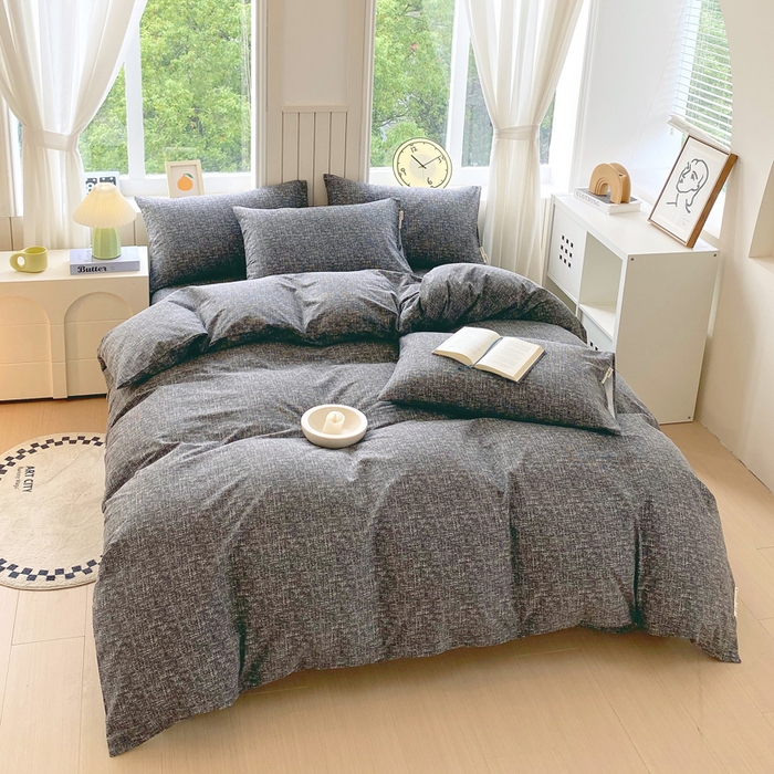 91家纺网 家纺一手货源 找家纺 春皖家纺 2025新款原棉磨毛四件套-风格一 知性灰