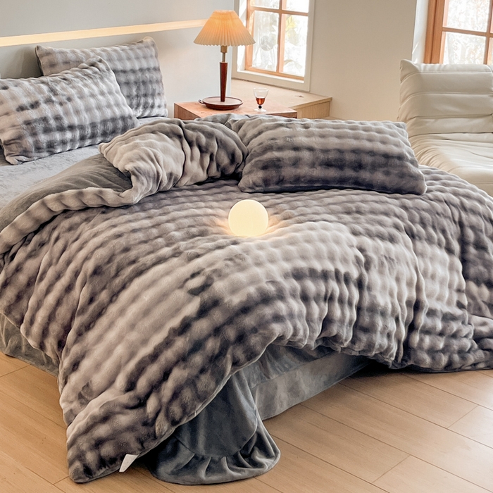 91家纺网 家纺一手货源 找家纺 （总）绘萱家居 2025新款仿兔绒牛奶绒四件套兔毛兔兔绒-渐变彩泡泡