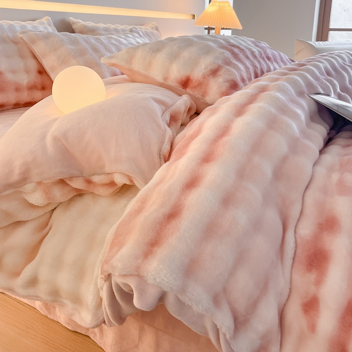 91家纺网 家纺一手货源 找家纺 （总）绘萱家居 2025新款仿兔绒牛奶绒四件套兔毛兔兔绒-渐变彩泡泡