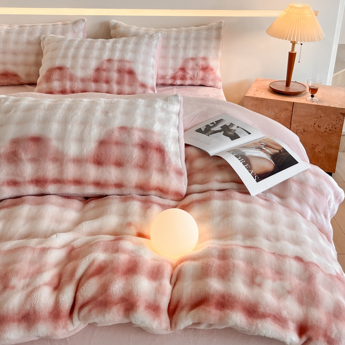 91家纺网 家纺一手货源 找家纺 （总）绘萱家居 2025新款仿兔绒牛奶绒四件套兔毛兔兔绒-渐变彩泡泡