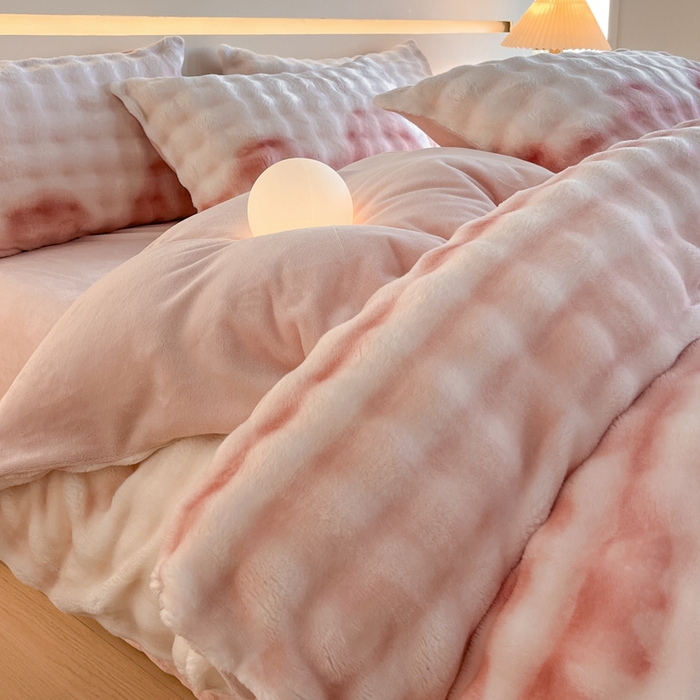 91家纺网 家纺一手货源 找家纺 （总）绘萱家居 2025新款仿兔绒牛奶绒四件套兔毛兔兔绒-渐变彩泡泡