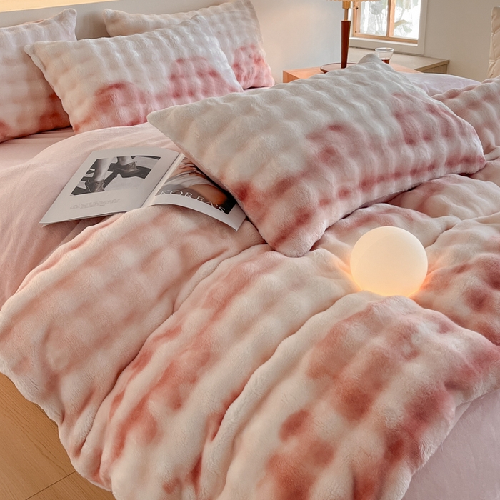 91家纺网 家纺一手货源 找家纺 （总）绘萱家居 2025新款仿兔绒牛奶绒四件套兔毛兔兔绒-渐变彩泡泡