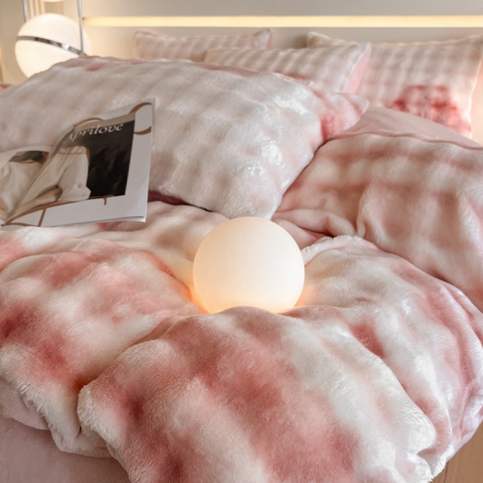 91家纺网 家纺一手货源 找家纺 绘萱家居 2025新款仿兔绒牛奶绒四件套兔毛兔兔绒-渐变彩泡泡 渐变彩泡泡-粉