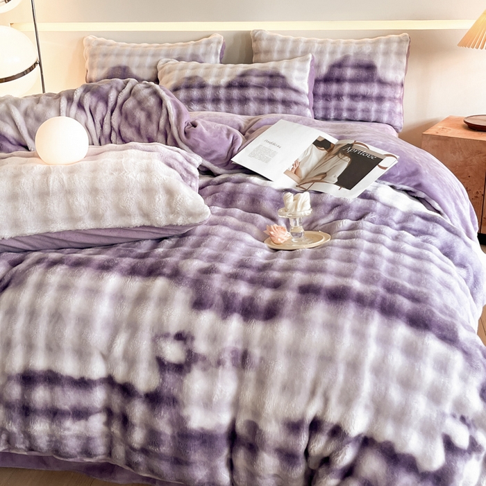 91家纺网 家纺一手货源 找家纺 绘萱家居 2025新款仿兔绒牛奶绒四件套兔毛兔兔绒-渐变彩泡泡 渐变彩泡泡-紫