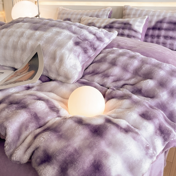 91家纺网 家纺一手货源 找家纺 绘萱家居 2025新款仿兔绒牛奶绒四件套兔毛兔兔绒-渐变彩泡泡 渐变彩泡泡-紫
