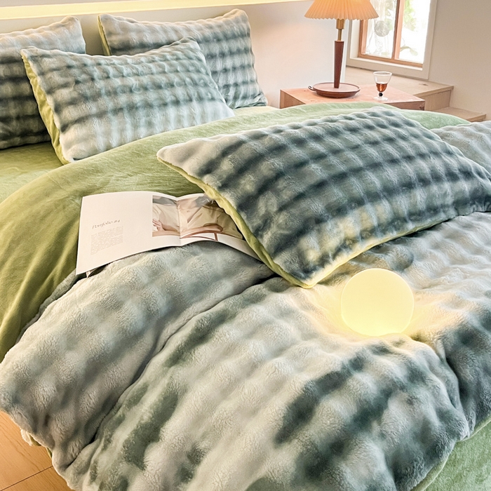 91家纺网 家纺一手货源 找家纺 绘萱家居 2025新款仿兔绒牛奶绒四件套兔毛兔兔绒-渐变彩泡泡 渐变彩泡泡-绿