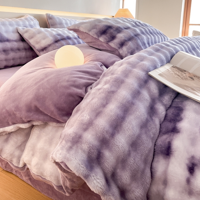 91家纺网 家纺一手货源 找家纺 绘萱家居 2025新款仿兔绒牛奶绒四件套兔毛兔兔绒-渐变彩泡泡 渐变彩泡泡-紫